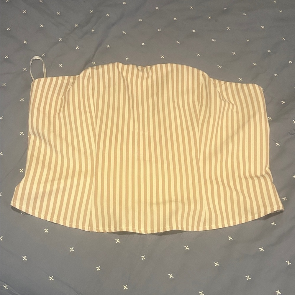 Stylish Beige and White Striped Tube Top